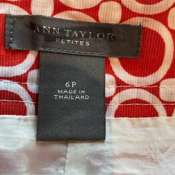 Ann Taylor Petites Orange/White Geometric Patterned Skirt Size 6P Midi Lined - Picture 3 of 7